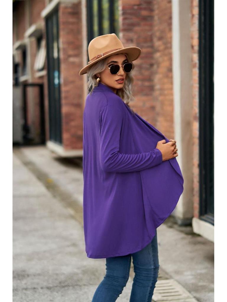 2025 European & American Autumn/Winter Women's Long-Sleeve Solid Color Loose Cardigan