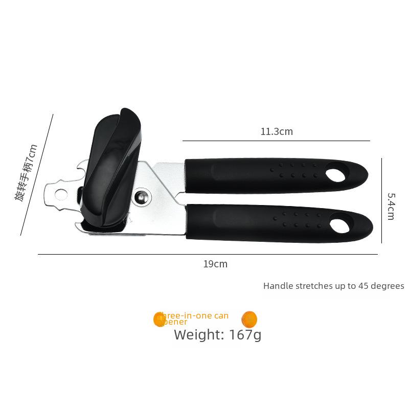 Stainless Steel 3-in-1 Multi-Purpose Manual Can and Bottle Opener