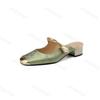 Fashion Satin Luxury Square Toe High Heels Women Fashion Designer Sandals Women Green Slingback Party Dress Shoes Muller Pumps Women