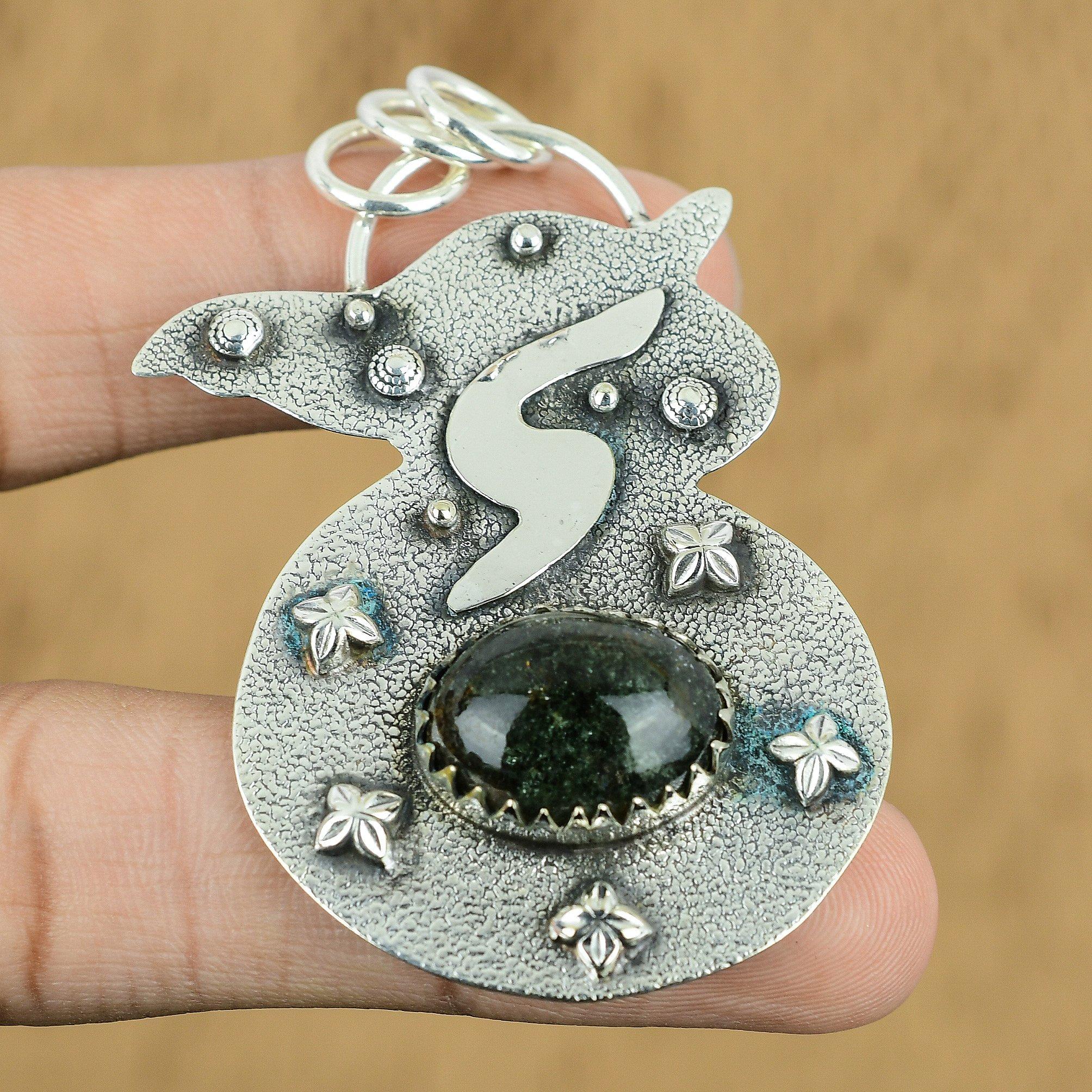 

Womens day Deal Garden Quartz Stone 925 Silver Anniversary Birthday Wife Pendant
