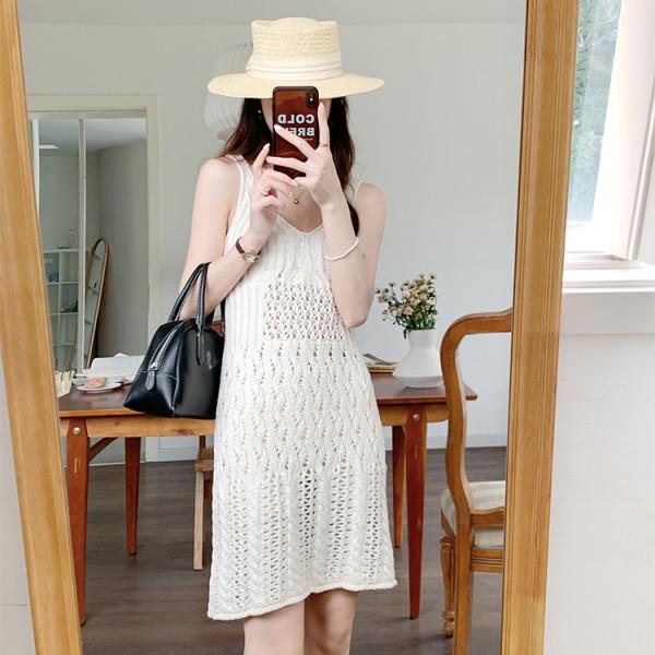 

Розовое многослойное вязаное платье-майка в корейском стиле - Женская летняя коллекция 2025 One Size (Recommended for 125 lbs and under) абрикосовый