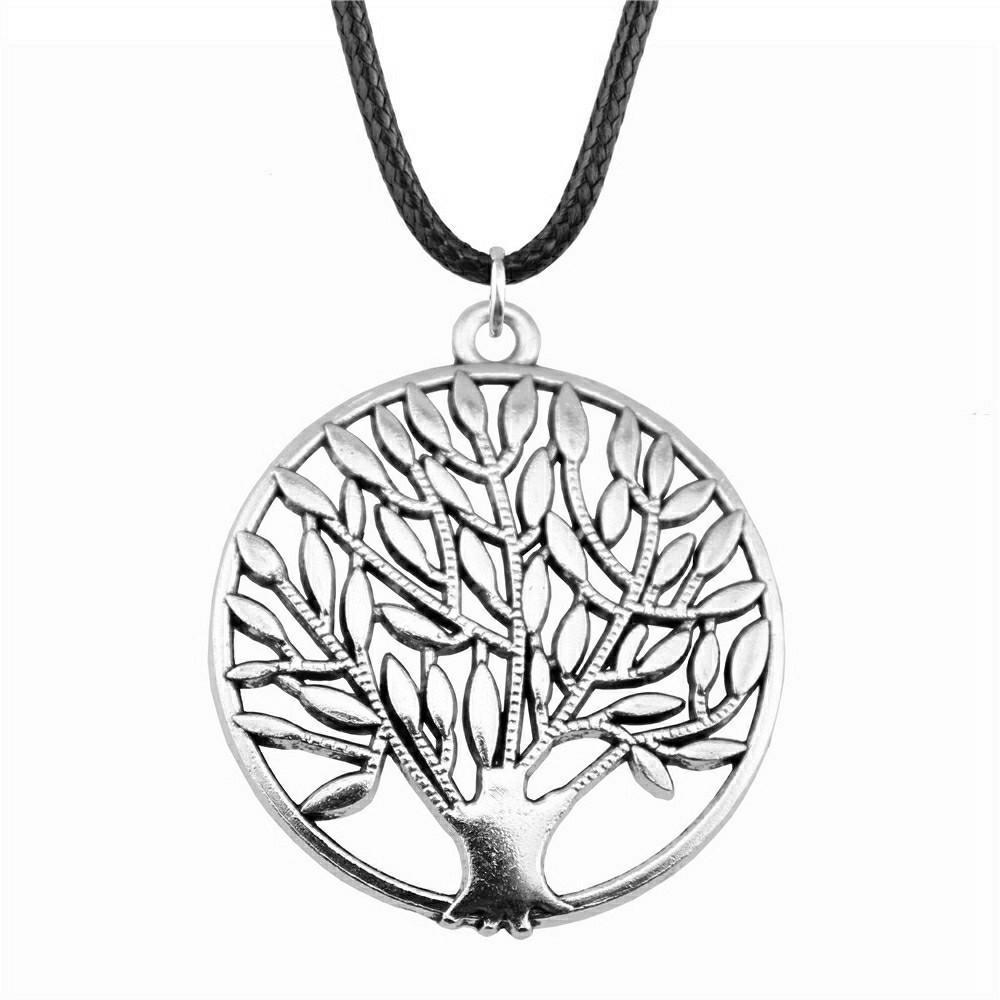 Antieke Levensboom Hanger Ketting Natuur Boho Statement Sieraden 45cm Leren Ketting