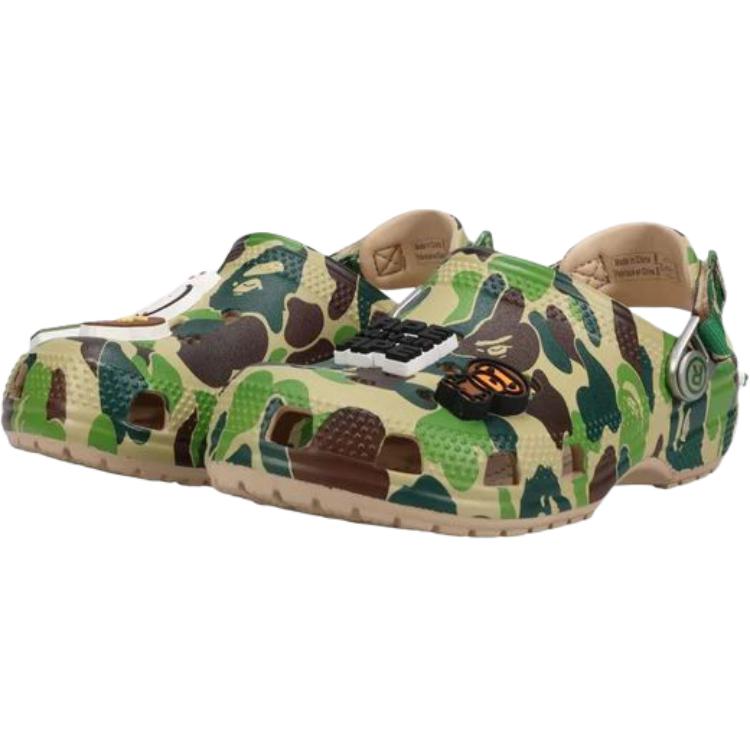 A BATHING APE X Crocs Classic Clog Anti Slip Wear Resistant Low Top Children's Sandals Green Kids'