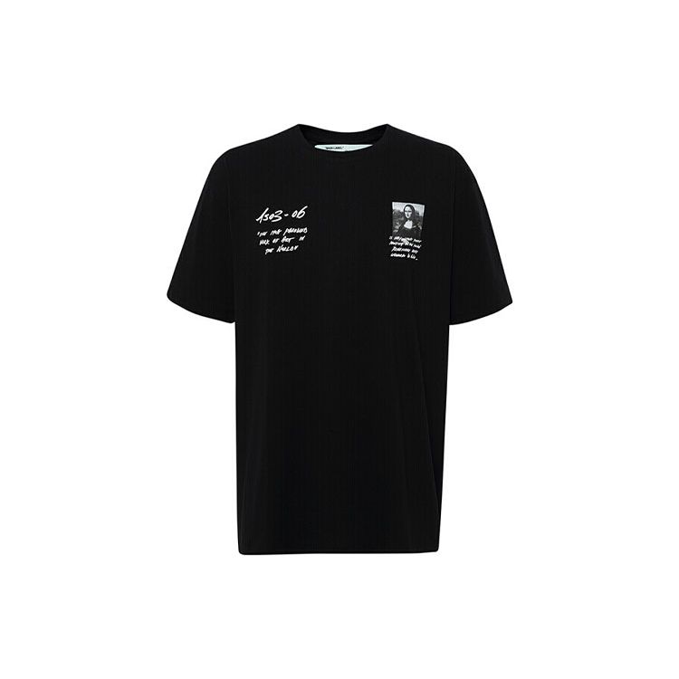 Off-White Mona Lisa Serie SS19 Rundhals Kurzarm T-Shirt Herren Oberteile Schwarz OMAA027S191850051020