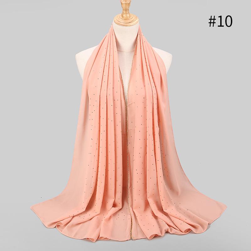 Lain Pearl Bubble Chiffon Diamond Rhinestone Shawl Scarf High Quality Shimmer Beads Headband Wrap Foulard Muslim Hijab Sjaal