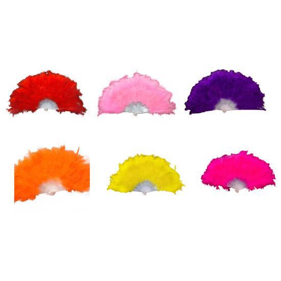 Vintage Feather Folding Fan Dance Stage Performance Hand Held Fan Portable Decoration Fan Wedding Costume Party Accessories