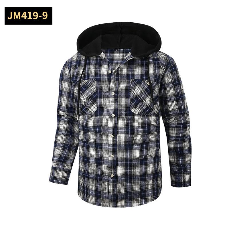 Hooded Flannel Shirt Jackets for Men Long Sleeve Loose Fit Button Down Work Shirts Outwear Men's Casual Plaid Heavyweight Hoodies Shirt With Pockets