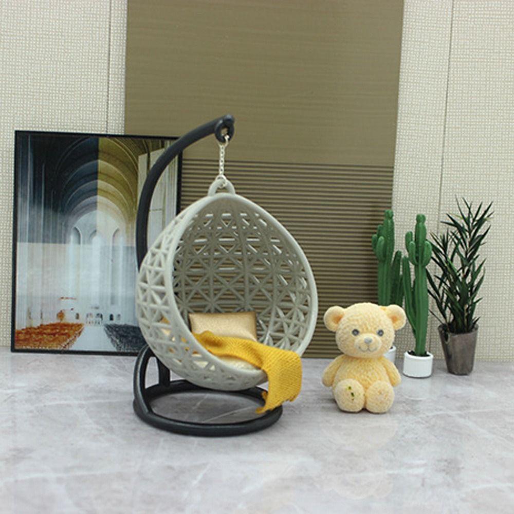 White Miniature Hanging Chair Scene Model Doll House Furniture Model  Doll House Accessories