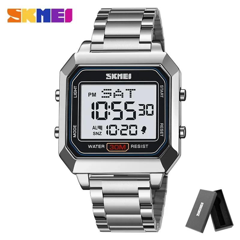 SKMEI 2149 Night Glow Electronic Watch Men's Electronic Square Steel Band Student Multi Functional Sports Waterproof