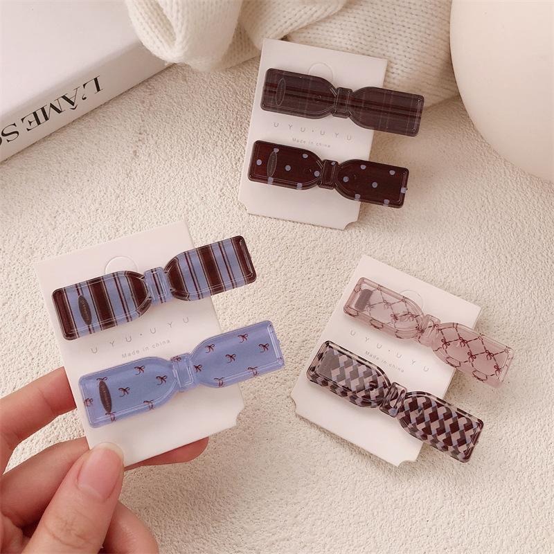 10Pcs Women's Polka-dot Pattern Long Bow Hairpin Girl's Heart Simple and High-end Bangs Hair Accessories Hairpin Headwear