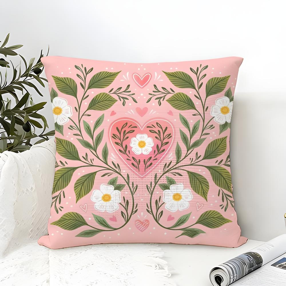 Butterfly, Bird And Flower Print Pillow Case Cotton Linen Fabric Square Zipper Pillowcase Home Decorative Living Room