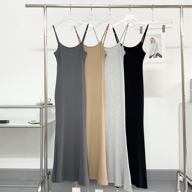 Abito Elegante Senza Maniche Aderente A Coda di Pesce Donna Estate Nuovo Monocolore Morbido Casual Abiti da Donna Moda Elegante Ufficio Signora Schiena Scoperta Sexy 25990