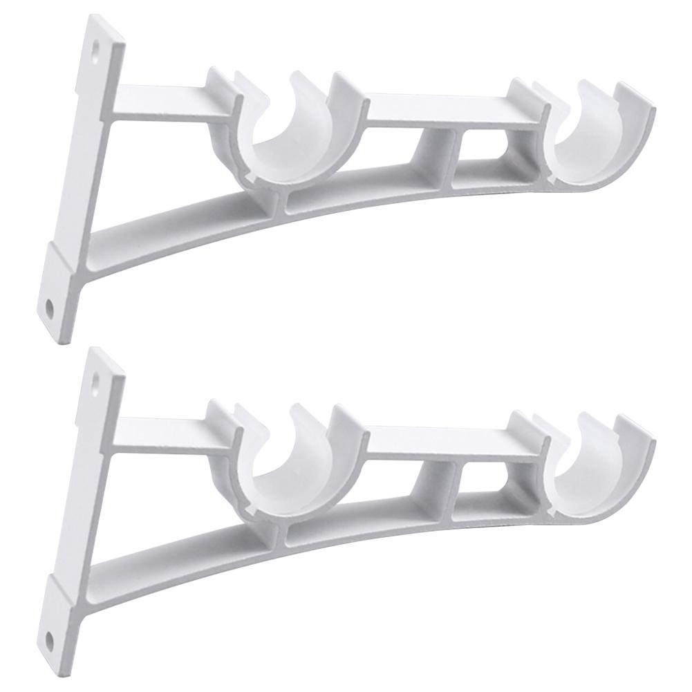 2 Pack Double Curtain Rod Brackets Wall Mount Bracket Aluminum Alloy Heavy Duty Curtain Rod Holders for Wall Hangers Support