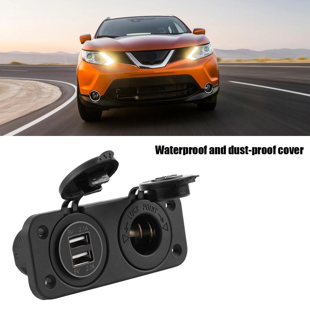 12V Cigarette Lighter Power Socket Adapter 4.2A Dual USB Charger for Car RV Yacht Bus