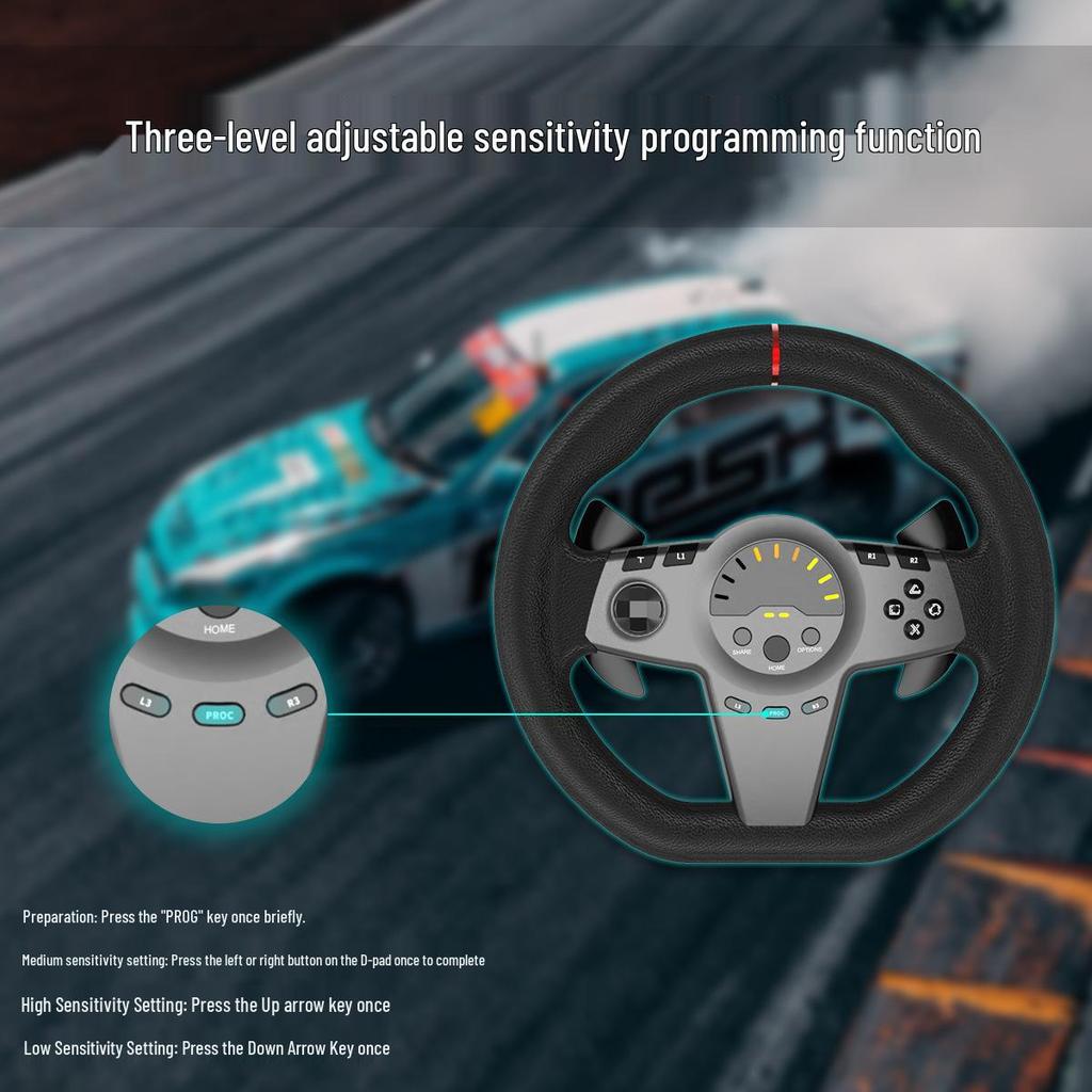 Steering Wheel for PC Racing with PS4/Xbox Series X Compatibility, Includes Three-Pedal Shifter
