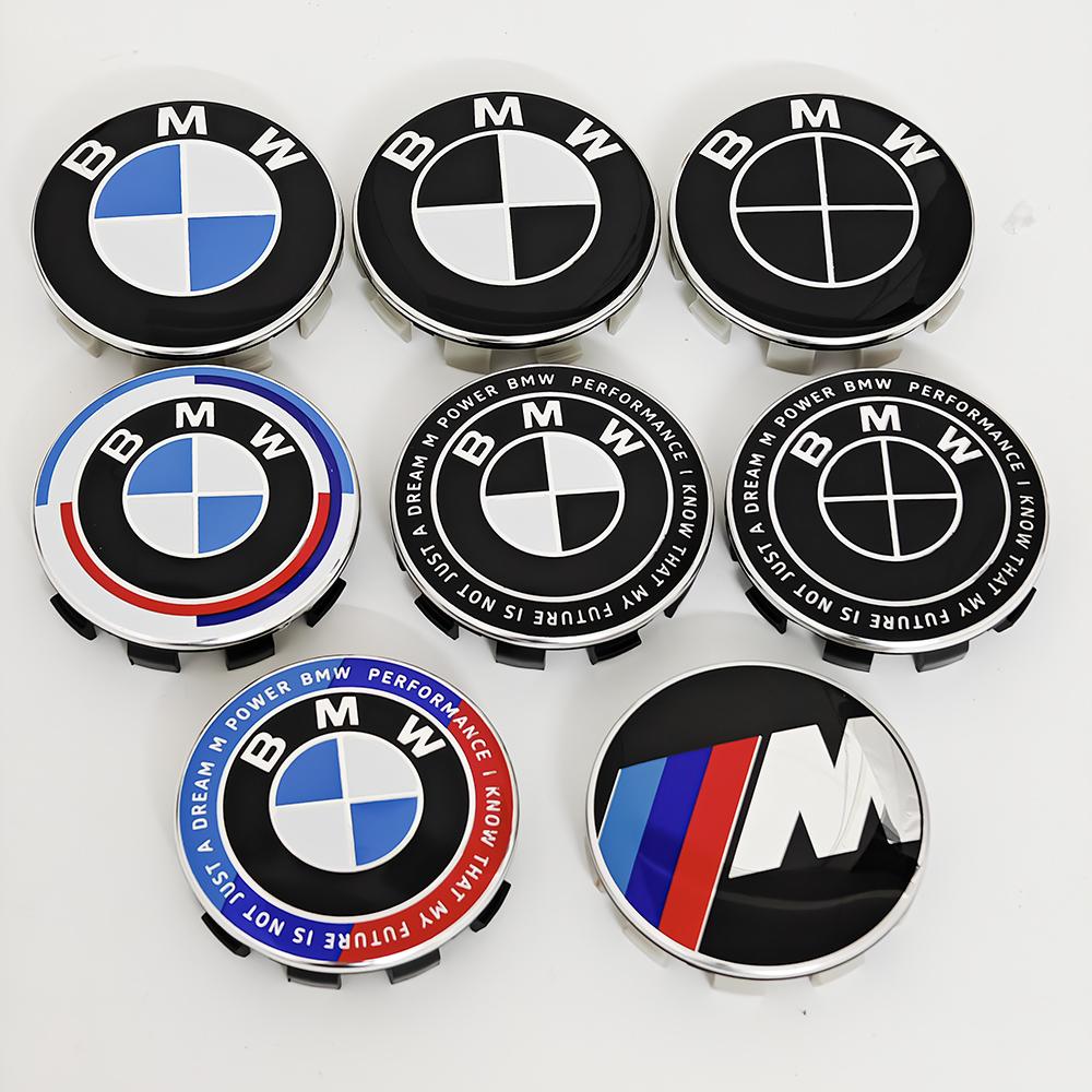 DSJW3 4pcs For BMW 50th E90 E60 F10 F20 G20 G30 E53 E85 E70 56mm 68mm Blue White Car Hub Cap Wheel Center Cap Emblem Badge Accessories
