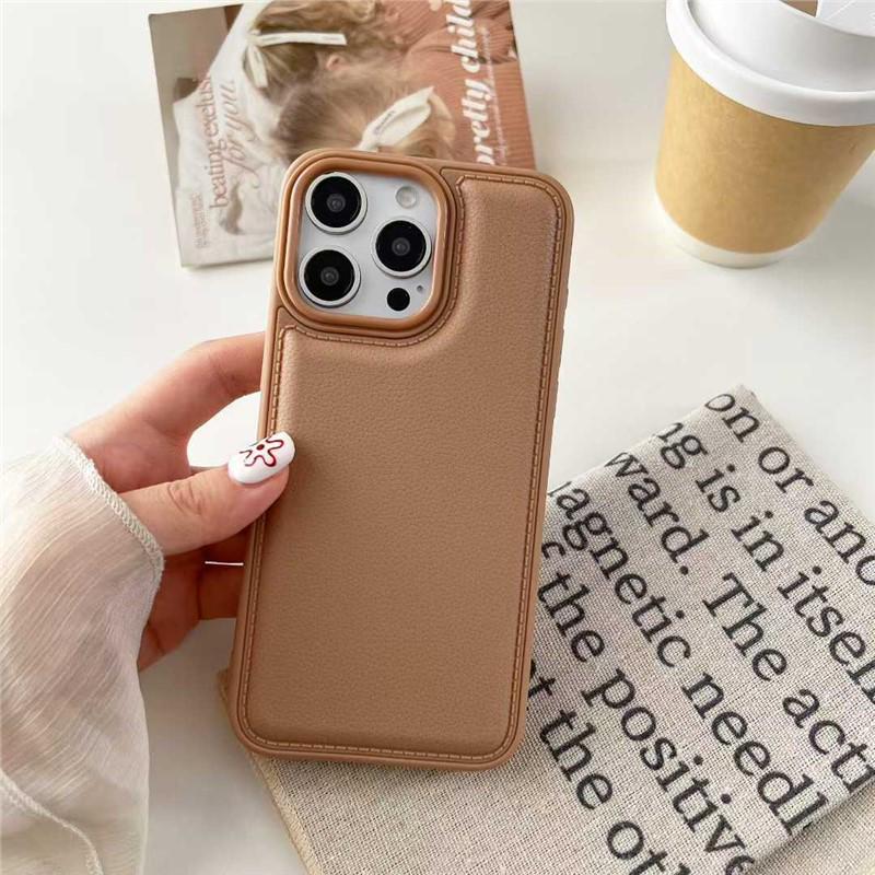 

Apple 17PROMAX Case: Skin-Feel, Raised Leather Texture, Drop-Proof for iPhone 16, i15 Protective Style. iPhone 12 Pro Max коричневый