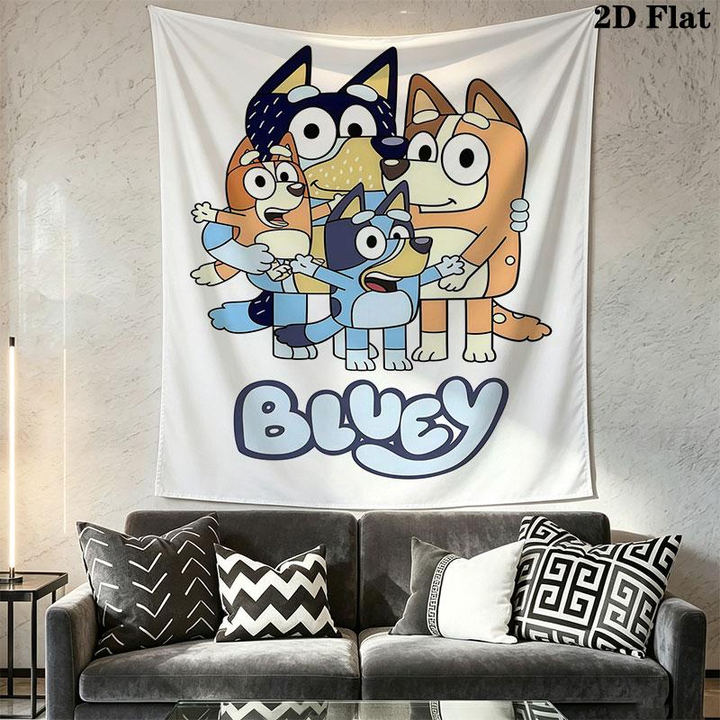 Bluey Animation Wall Hanging Printed Fabric Blanket Decorative Tapestries for Bedroom Living Room Home Decor