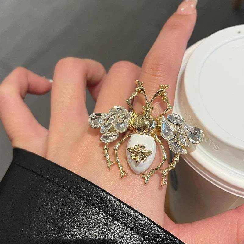 Cute Enamel Insect Rings Colorful Sparkling Rhinestone Ladybug Beetle Ring Punk Y2K Jewelry Gift For Women