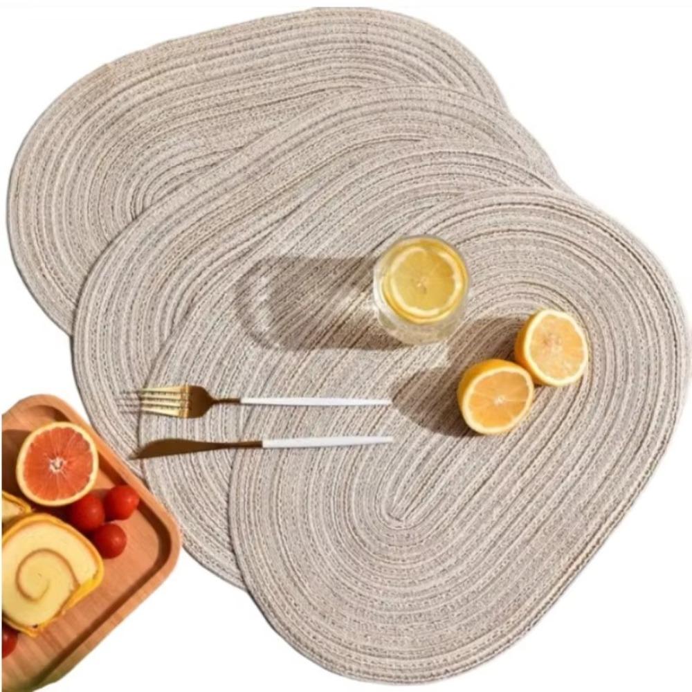 Washable Table Mats Coasters Oval Braided Table Place Mats Heat Resistant Pad  for Dining Table