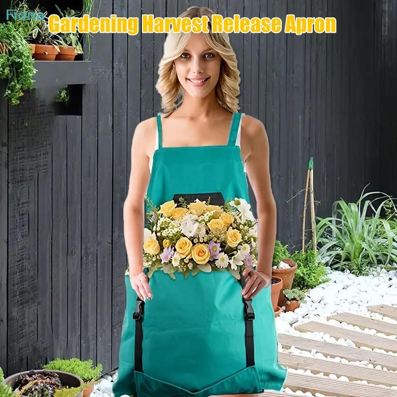 Garten-Ernte-Schürze mit großen Taschen, Verstellbare Gartenschürze zum Obst- und Gemüsepflücken