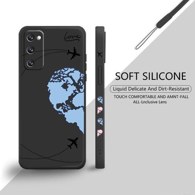 

Жидкий чехол для Samsung Galaxy S22 S21 S20 Fe Ultra S10 S9 S8 Plus S10e Note 20 10 Lite синий розовый самолеты любви карта мира путешествия Samsung S20 Ultra 5G