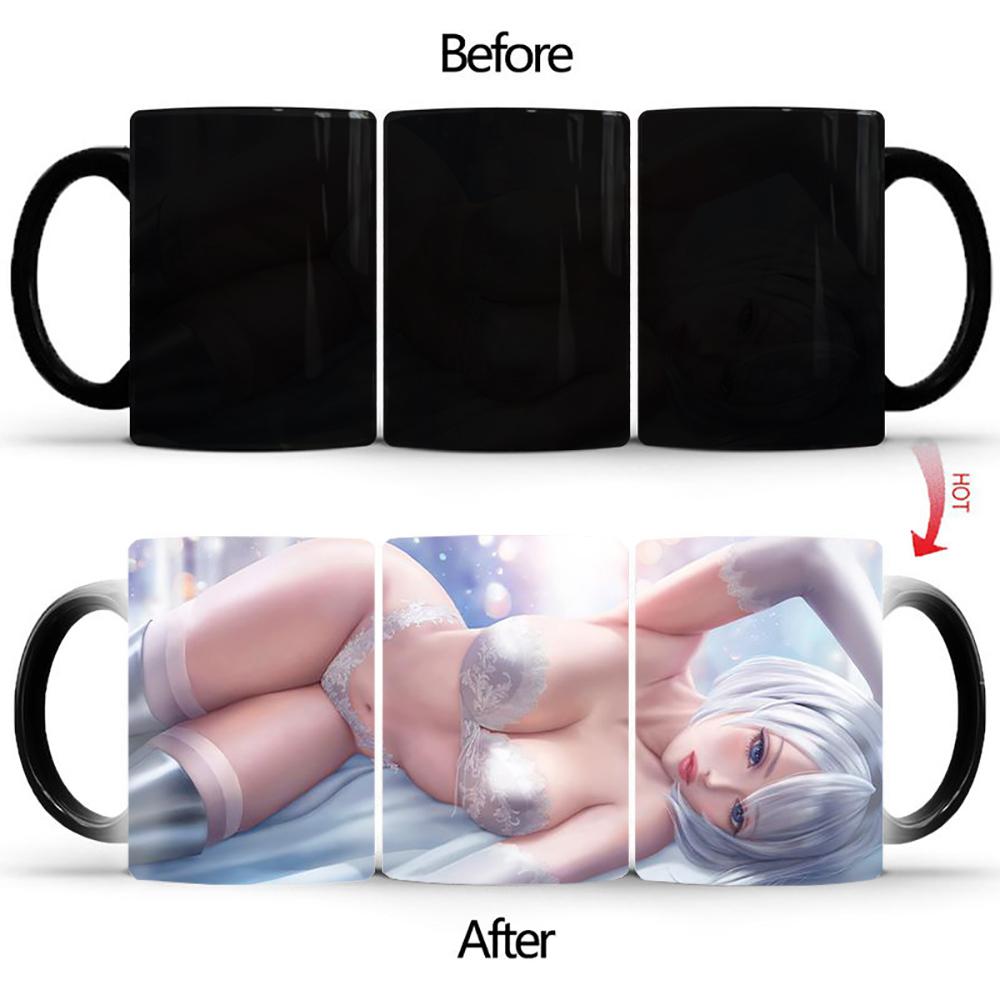 Creative Color Changing Mug Hot Beauty BSKT-169 Custom Cup Funny Coffee Cups Thermosensitive Mugs Sublimation Tumblers Drinkware