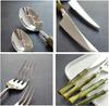 Acrylic bamboo 304 stainless steel tableware set, steak knife, fork, spoon  dinnerware set 1pc/5-piece set