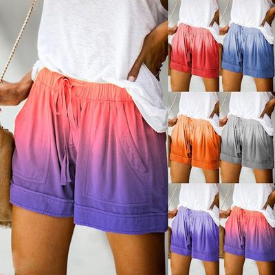 (Qunide) Womens Comfy Summer Tie-Dye Shorts Drawstring Elastic Waist Pockets Casual Pants