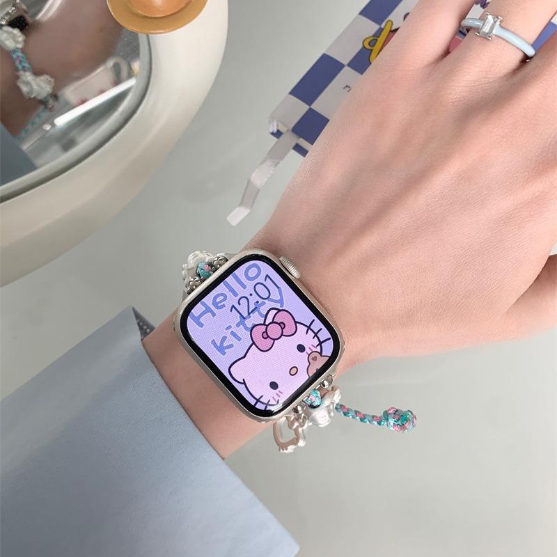 Summer Cute Kt Cat Braided Rope For Iwatch10987Se Apple Watch With Xiaomi 9 Pro Huawei Gt5