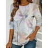 Women's Colorful Floral and Butterfly Print Long-sleeved Loose-fitting Round Neck Top, Casual Everyday Style