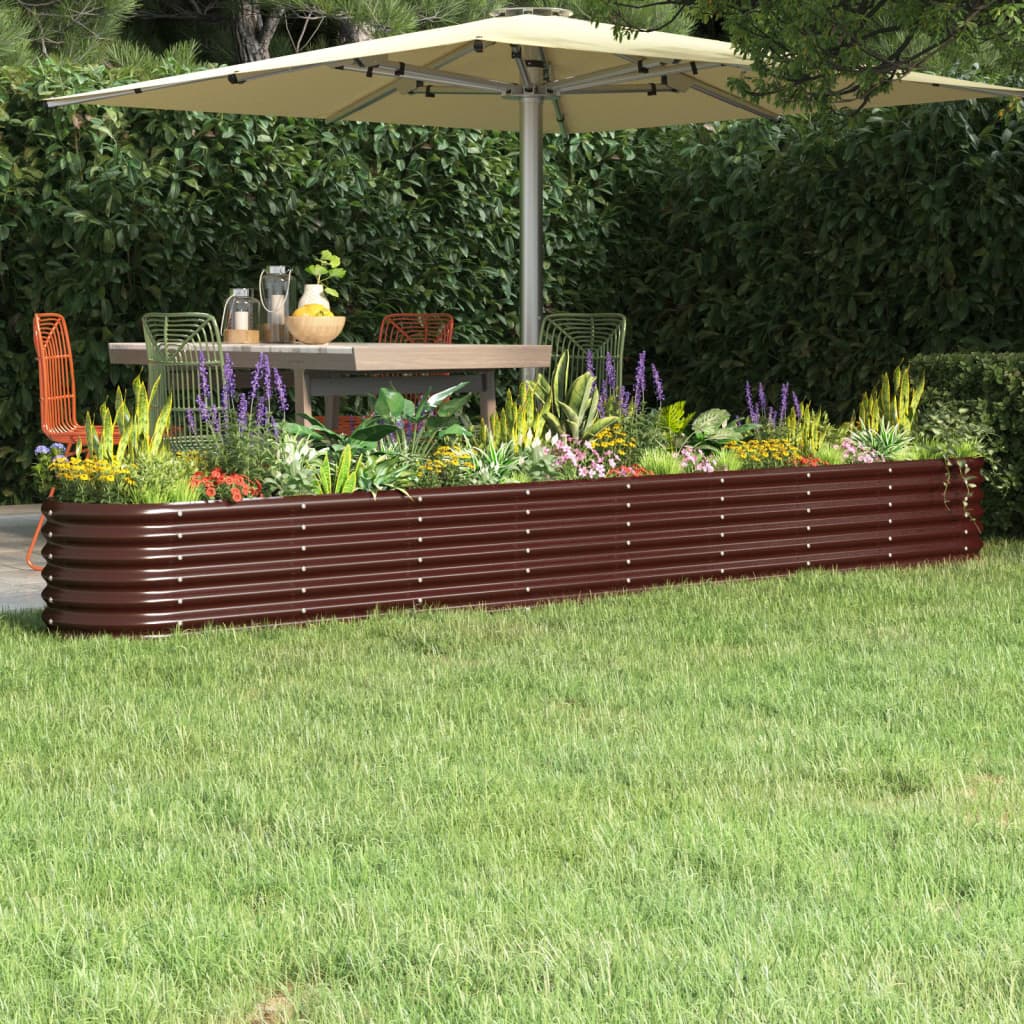 Raised Garden Bed Galvanized Steel 332 X 40 X 36 Cm Brown