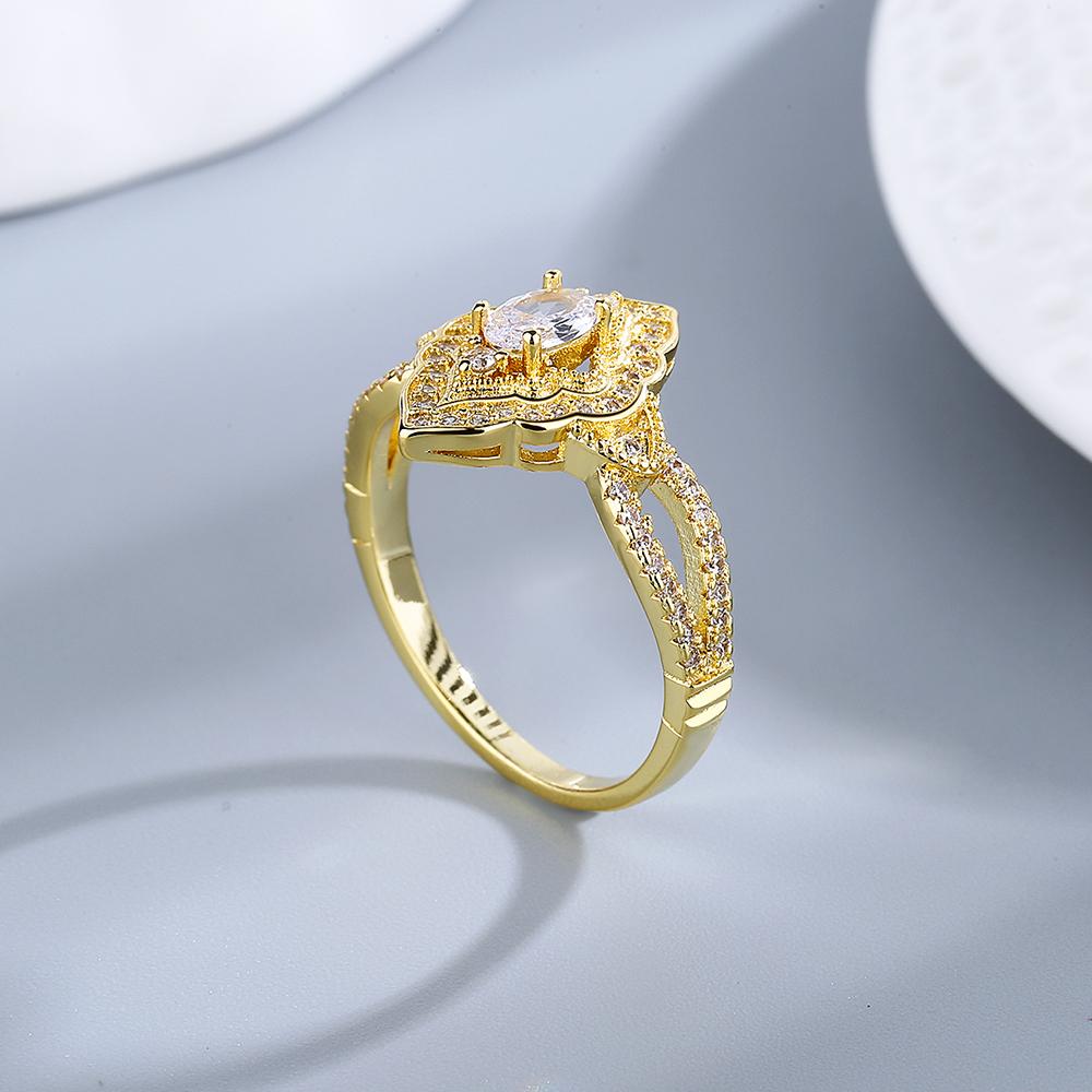 New Luxury Classic Sparkling Zircon Engagement Wedding Ring 18KGold Plated White Gold 4*6mm Horse Eye Fine Jewelry Party Gifts