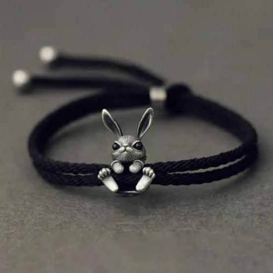 Adjustable Rope Chain Bracelet Bunny Decor Easter Bracelet Easy to Wear Bracelet Animal Lucky Jewelry Accessory