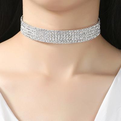 Stylish Multi-Layer Full Diamond Collar Necklace Luxury Flash Diamond Collarbone Chain Bridal Accessories