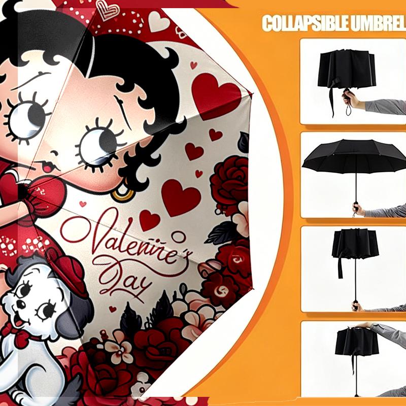 Betty Boop Print Umbrella Automatic Opening/ Closing - Portable Foldable Design - Daily use for Travel/Outdoor - Gift for Birthday