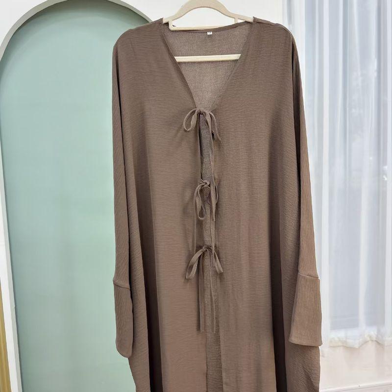 New Arrival Middle East Dubai Party Waist-Controlled Lace-up Cardigan Dress Cardigan Lace up Dress