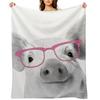 Pig Portrait Poster, animal, nature, wildlife, bacon, farm Throw Blanket funny gift Bed covers Stuffeds Soft Beds Blankets
