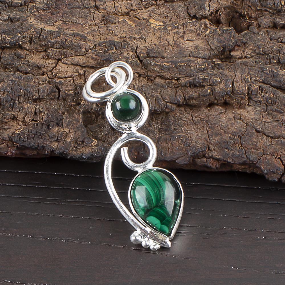 Malachite Pendant, 925 Sterling Silver Pendant Jewelry. Gift For Women Handmade Pendant Gemstone Jewelry