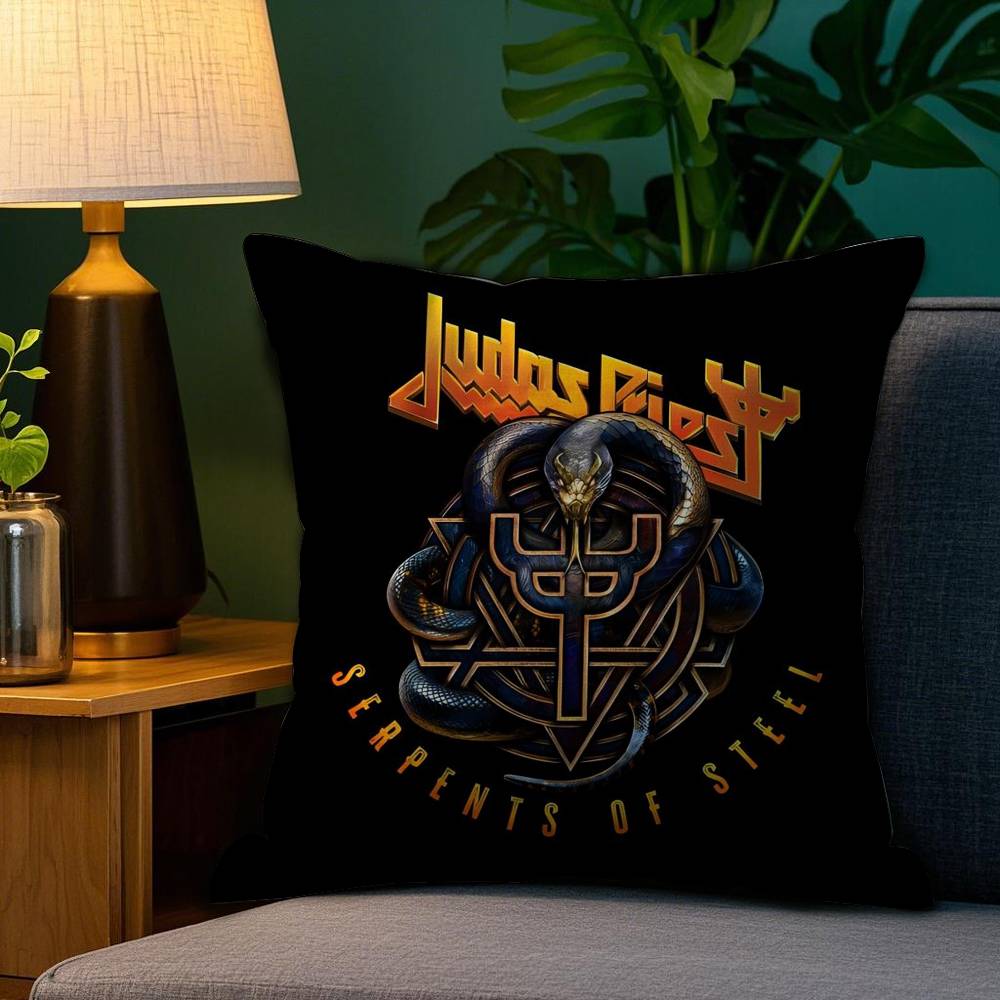 J-Judas P-Priest Pillow Case Sofa Living Room Bedroom Double-sided Printing Square Cushion Nap Time Cushion Cover