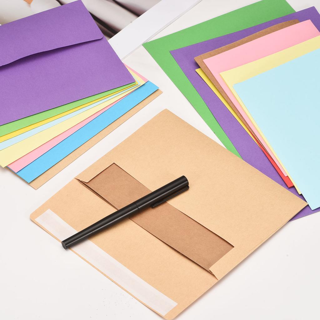 24Pcs 24.1cmx10.5cm Colored Self Seal Letter Size Paper Envelopes #10 Business Envelopes for Business Mailing Wedding Invitation