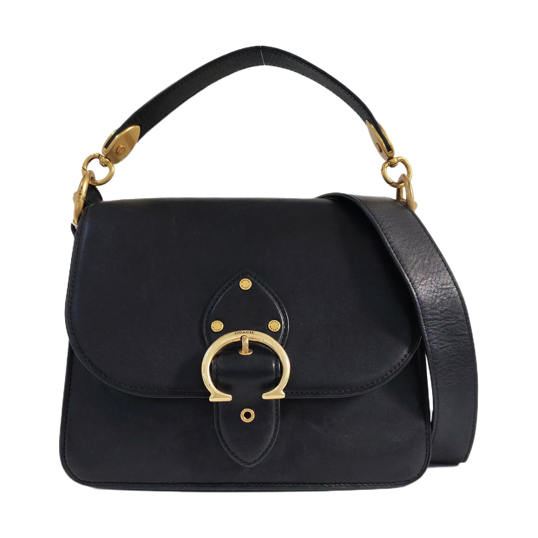 [Pre-Owned] Beat Black Leather Studded Shoulder Bag Tote Crossbody Bag Gold Hardware - Fair #13NZ6QN ONE SIZE