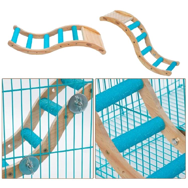 Bird Perch Wood Climbing Ladder Stand Platform for Parrot Cage Accessories