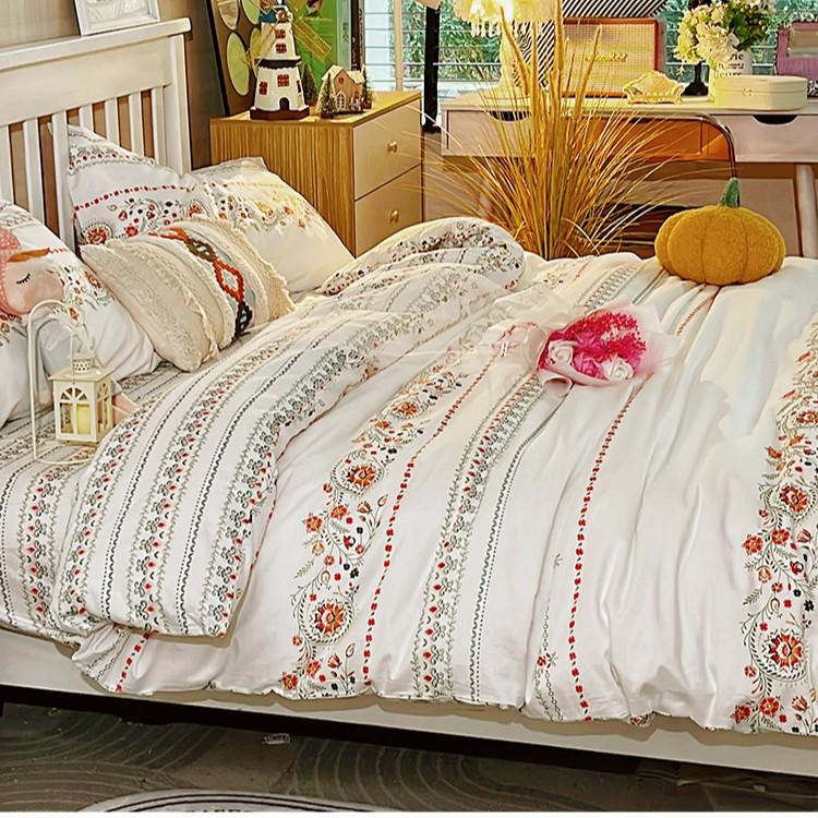 

All-Cotton Bohemian Hotel-Style Light Dormitory 4-Piece Bedding Set: Bed Sheet, Fitted Sheet, Duvet Cover 4-piece 1.5m Bed Sheet for 200*230 Duvet