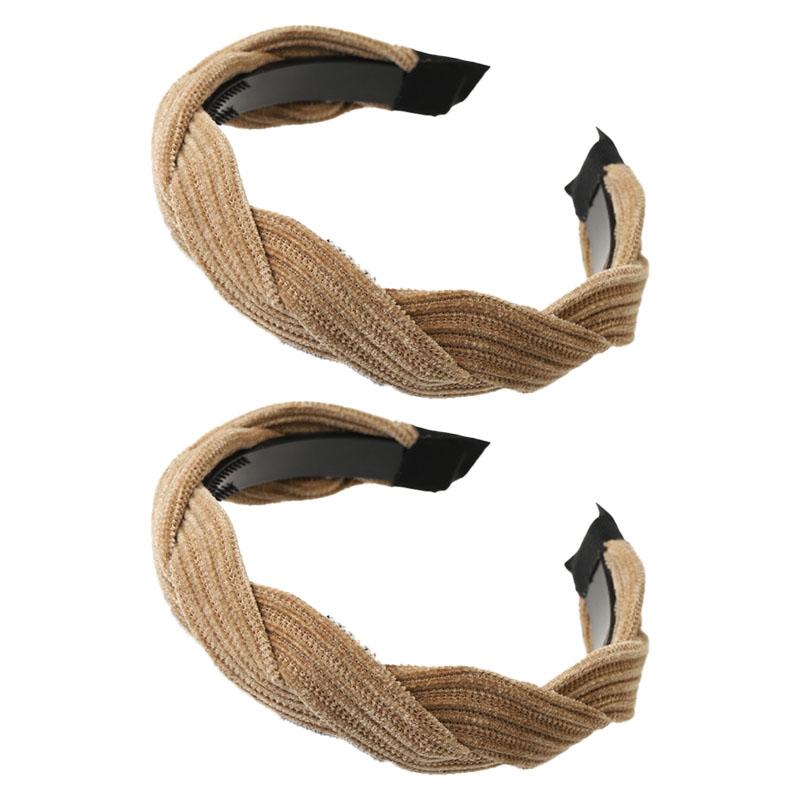 New Simple Wide Side Edge Fabric Hair Band Women Fashion Korean Retro Braided Headband Solid Knot Hoop Girls Hair Accessories