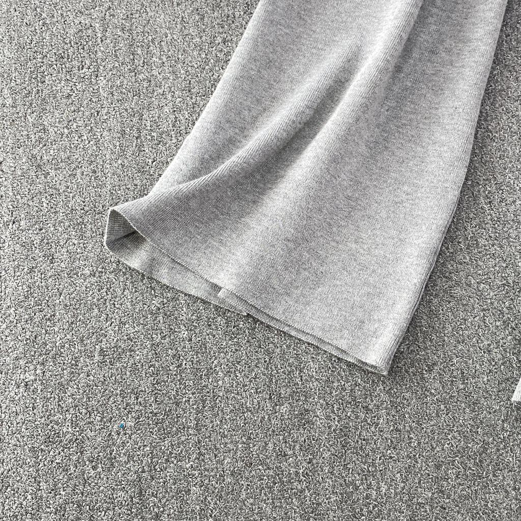 Faionable Knitted Embroidered Striped Set High Waist Wide Leg Pants Zipper Jaet for Women Autumn Season Casual Wear