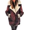 Veste pour femme style vintage à col sherpa, manteau trucker en fausse peau de mouton retournée avec fermeture éclair