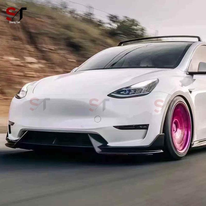 Tesla Model Y Carbon Fiber Front Lip Spoiler Chin Diffuser