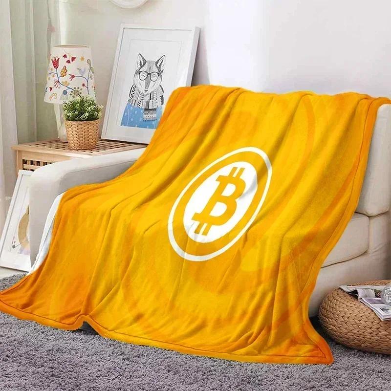Bitcoin Soft Throw Blanket Game Blanket Bed Throw Blanket Warm Cartoon Printed Bedspread Bed Couch Sofa Birthday Gifts for Boys