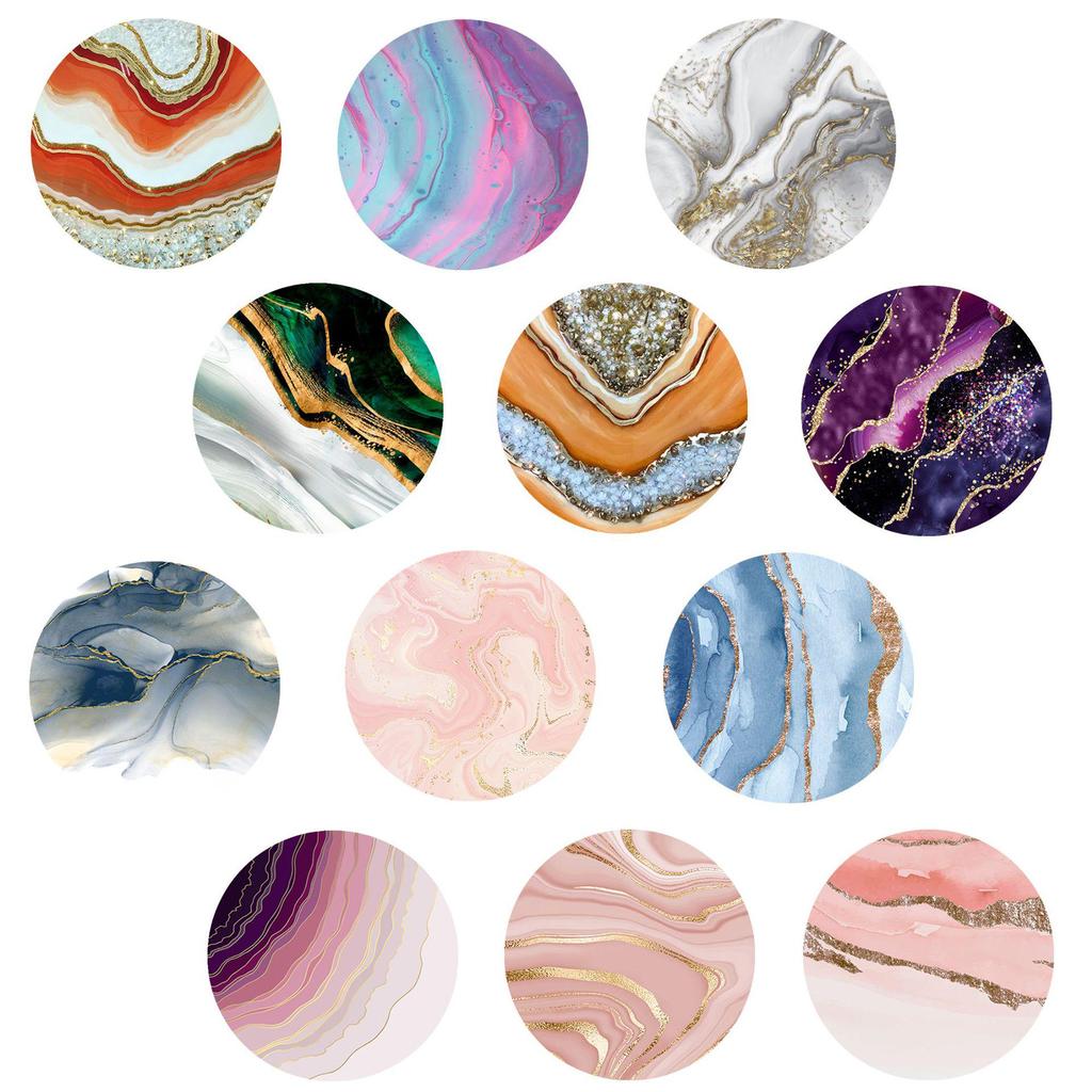 Gold Marble Glass Gem Magnet with Cross Gradient Design